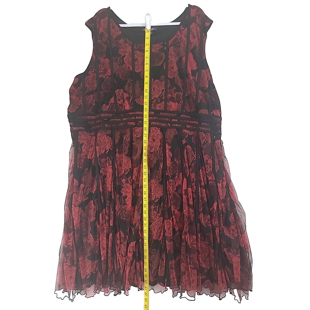 Cottagecore‎ Romantic 34 W Dress Chiffon Wedding Guest Black Red Roses Midi Goth - Picture 7 of 11